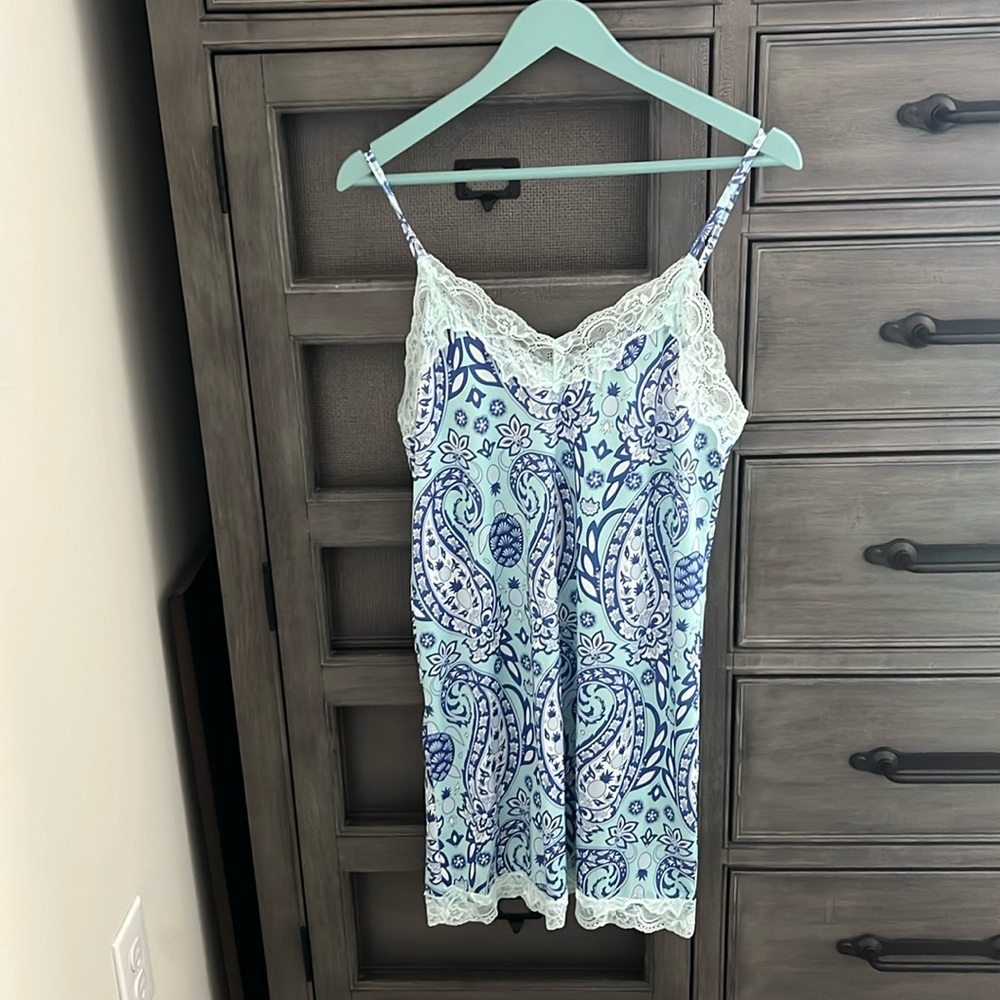 Simply Southern Blue Paisley nightie with lace trim